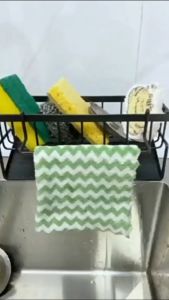 Bathroom Sink Storage White and Black Kitchen Organizer with Sponge Rack and Drainand Rack