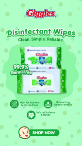 Giggles Disinfectant Wipes 30 Sheets (3 Packs) – Antibacterial Multipurpose Sanitizing Gentle & Travel-Friendly Wipes