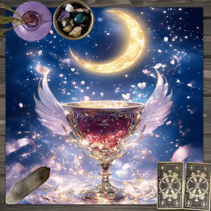VIKAMA 2/4PC Holy Grail Secret Realm Tablecloth Holy Grail Starry Sky Crescent Moon Tarot Divination Meditation Room Decoration