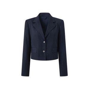 BADINA | Áo Khoác Ngắn Sọc Dọc Elegent có Đính Hạt Rhinestones
