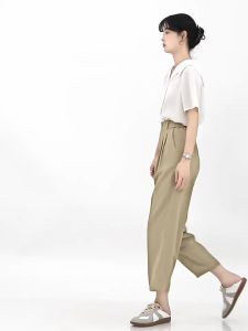 Áo Blouse Vòng Cổ V Màu Sắc Thuần Khiết Mùa Hè Nhẹ Nhàng Elegance Văn Phòng Pháp