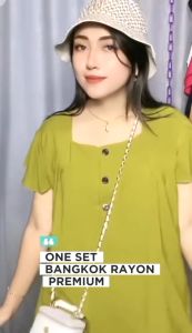 Setelan Bangkok Wanita Set Rayon premium Busui Friendly 7/8 Setelan Rayon wanita//set bangkok kancing 3 aktif busui