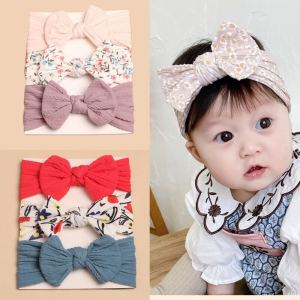 Cute Solid Color Bow Baby Soft Headbands Kids Elastic Turban Girls Head Wear Baby Hair Accessories Gift
