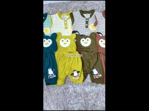 Setelan Baju Bayi Laki-laki Atasan Jumper Dan Celana Motif Flying Penguin Estimasi Usia 0-6 Bulan