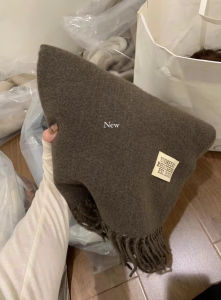 ผ้าพันคอผ้าฝ้ายผสมโพลีเอสเตอร์สไตล์เกาหลีฤดูหนาวสำหรับผู้หญิง ผ้าพันคอผ้าขนแกะเนื้อละเอียดสีพื้นอเนกประสงค์ ผ้าพันคอแบบสวมหัวสำหรับฤดูใบไม้ร่วงและฤดูหนาว