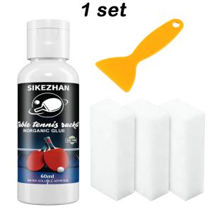 60ml Table Tennis Glue with 3 Sponges + Yellow Scraper Strong Adhesive for Ping Pong Racket Assembly & Rubber Replacement