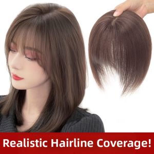 Natural Looking Long Hair Top Piece Wig with Air Bangs