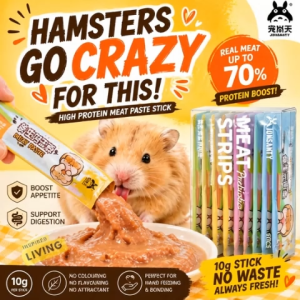 Hamster Meat Stick Snack | 70% Real Meat | Probiotic Paste Treat | Boost Appetite for Picky Hamsters | Hand Feed Snack for Hamster & Small Pets