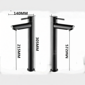 Single Cold Stainless Steel Black Faucet