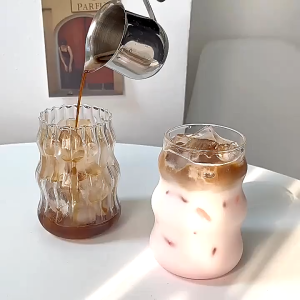 LOCAUPIN Curve Coffee Latte Borosilicate Glass Mug: Aesthetic Christmas Gift & Nordic Design