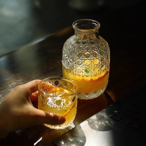 Embossed Pattern Large Capacity Drinking Glass Cup Thickened Water Cup Set Juice Coffee Drinkware Whiskey Beer Mugs Glassware