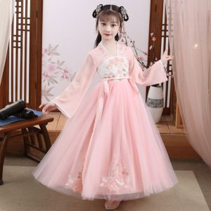 Princess Style Hanfu Dress for Girls VTVK Traditional Chinese Costume Long Sleeve Cotton Lined Polyester Skirt Spring Autumn
