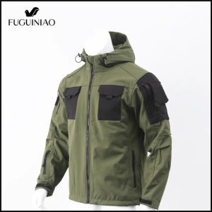 FUGUINIAO Waterproof Tactical Jackets Men Military Shark Skin Soft Shell Multi-pocket Hooded Jacket Outdoor Army Wear-resistant Cargo Coat