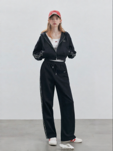 Autumn Winter Casual Sporty Suit Loose Fit with Tape Drawstring