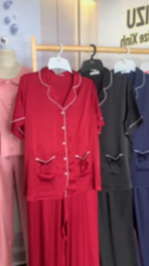 Đồ bộ bigsize đồ ngủ nữ đồ mặc nhà pyjama bigsize xinh tay ngắn quần dài có túi vải lụa latin cao cấp