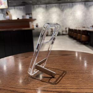 Transparent Aluminum Alloy Phone Case with Stand 16 Hidden Design Large Hole Anti-Fall Protection for  14 pro Max 13 pro Max