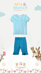 LIBBY Setelan Anak Perempuan Kaos Ruffle & Celana Legging Pendek Size 9 bulan - 4 Tahun (Paket Hemat)