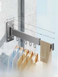 Foldable Invisible Retractable Clothes Drying Rack Balcony Indoor Home Use Wall Mounted Laundry Hanger Space Saving Design