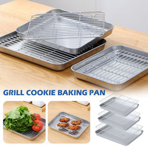 2pcs Baking Pan and Grill Oven Tray Drain Rack Cake Cheese Plate Display Stand for Home Kitchen Cooking Bake Gadget Cooling Rack