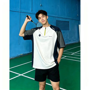 OUMULONG | Quick-drying Ice Silk Breathable and Sweat Absorbent Mens Badminton T-shirt