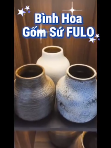 Bình Cắm Hoa Để Bàn BóngĐèn Mộc Cao 19cm Gốm Bát Tràng Loại 1 Gốm Sứ Fulo