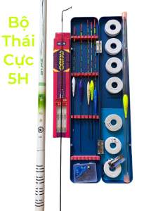 Combo bộ cần câu tay câu đơn câu đài cao cấp Thái Cực 5H-28i thẻo trục hộp phao như hình