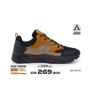 Aerostreet 40-43 Active Low Hitam Coklat Kuning - Sepatu Sneaker Boots