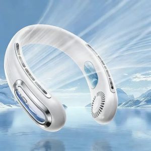 Quạt Làm Mát Mini USB Đeo Cổ - Không Cánh Sạc Lại Được Yên Tĩnh Với Màn Hình LED 5 Tốc Độ Điều Chỉnh Tiện Dụng Khi Di Chuyển