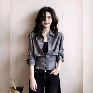 Fashionable Versatile Flattering Long Sleeve Polo Collar Blouse