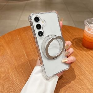 360° Rotate Stand For MagSafe Magnetic Phone Case For Samsung S26 S25 S24 S23 FE S22 Ultra Plus A37 A17 A56 A36 A26 Clear Cover