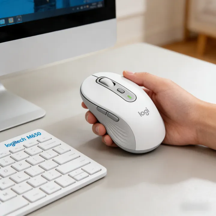 Logitech | Logitech M650 Plug-and-Play Wireless Mouse Silent Click Dual Mode Bluetooth Logi Bolt 24-Month Battery Ergonomic for Laptop Desk
