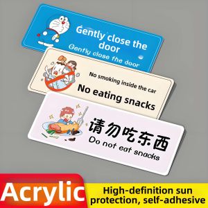 YUANTANG | Car Warning Signs for Safety Reminder No Eating Smoking Light Door Closing Fastening Seatbelts Observe Before Opening Doors