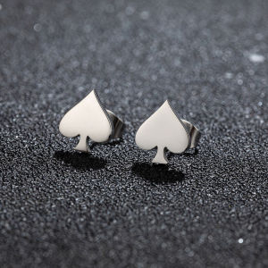 1Pair Stainless Steel Poker Spade Heart Earrings for Women Personality Stainless Steel Jewelry Club Party Gifts