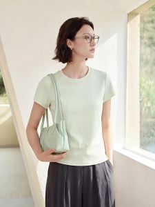 Icy Feel Letter Print Regular Shoulder Slimming Summer Women T-Shirt