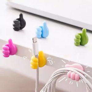 10Pcs Thumb Cable Holder Data Cable Storage Shaped Wire Holder Punch Free Hook For Desktop