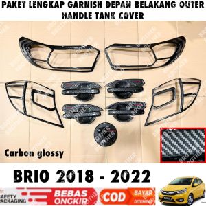 Paket Garnish Lengkap All New Brio 2018 2020 2021 2022 Depan Belakang Outer Handle Tank Cover Carbon Glossy