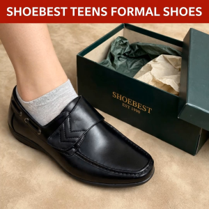 Shoebest Black Leather Shoes for Teens "Ewing" 5902