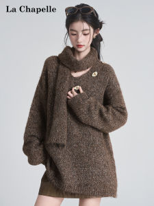 La Chapelle | Design Feel Wrap Scarf Turtleneck Sweater Top