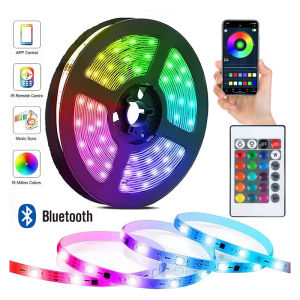 USB RGB LED Strip Light Bluetooth APP Control Flexible Self-adhesive Lamp Tape Music Sync for Indoor Home DIY Ambient Decoration