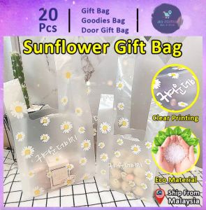 Gift Bag 20pcs Goodies Bag Door Gift Birthday Wedding Party (19) Sunflower Korea Style Tote Snack Baking Cookie Packaging Cake Shop Bread Plastic Bags