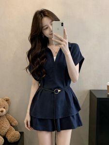 Bộ Quần Áo Giảm Cân Cho Phụ Nữ Size Lớn Mùa Hè Áo Sơ Mi Quần Shorts