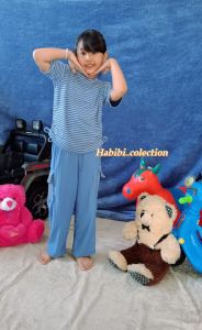 Setelan Cargo Salur Ribknit Anak Perempuan 1-10 Tahun