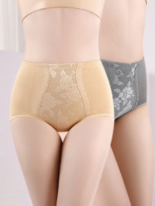 New 2025 Womens Abdomen Control Underwear Tightening Triangle Shorts Cotton mid Waist Briefs Floral Patterned Full-Coverage Panties