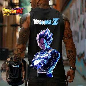 Bandai | Dragon Ball Z Super Blue Vegeta American Retro Fitness Vest Y2K Harajuku Style Spring and Summer New Mens T-Shirt Daily Wear