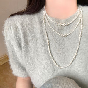Fashionable Long Pearl Necklace for Women Multi-Layered Elegant Sweater Chain Stylish Trendy Lockbone Chain Luxury Feel