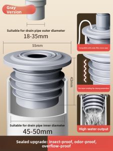 Universal Drain Pipe Odor-Proof Sealing Plug Bathroom Sink Drainage Pipe Overflow Prevention Silicone Material Quality Seal Ring