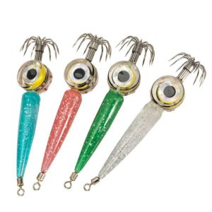 Four-Color Lure Light with Umbrella Hook Night Glow Fish Attracting LED Wood Shrimp Squid Hook Underwater Fishing Gather Fish Light