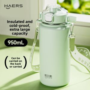 Haers | Large Capacity Insulated Bottle with Straw Stainless Steel