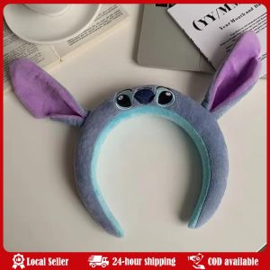 Kawaii New Sanrio Cartoon Plush Headband Kuromi My Melody Cinnamoroll Anime Washing Headband Ear Hair Accessories Girl Ornaments Lovely Stitch Plush Head Band Cartoon Anime Stitch Head Hoop Suitable For Women Wear Party headwear