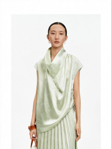 Vinegar Bamboo Jie Floral New Chinese Style Draped Neck Loose Vest